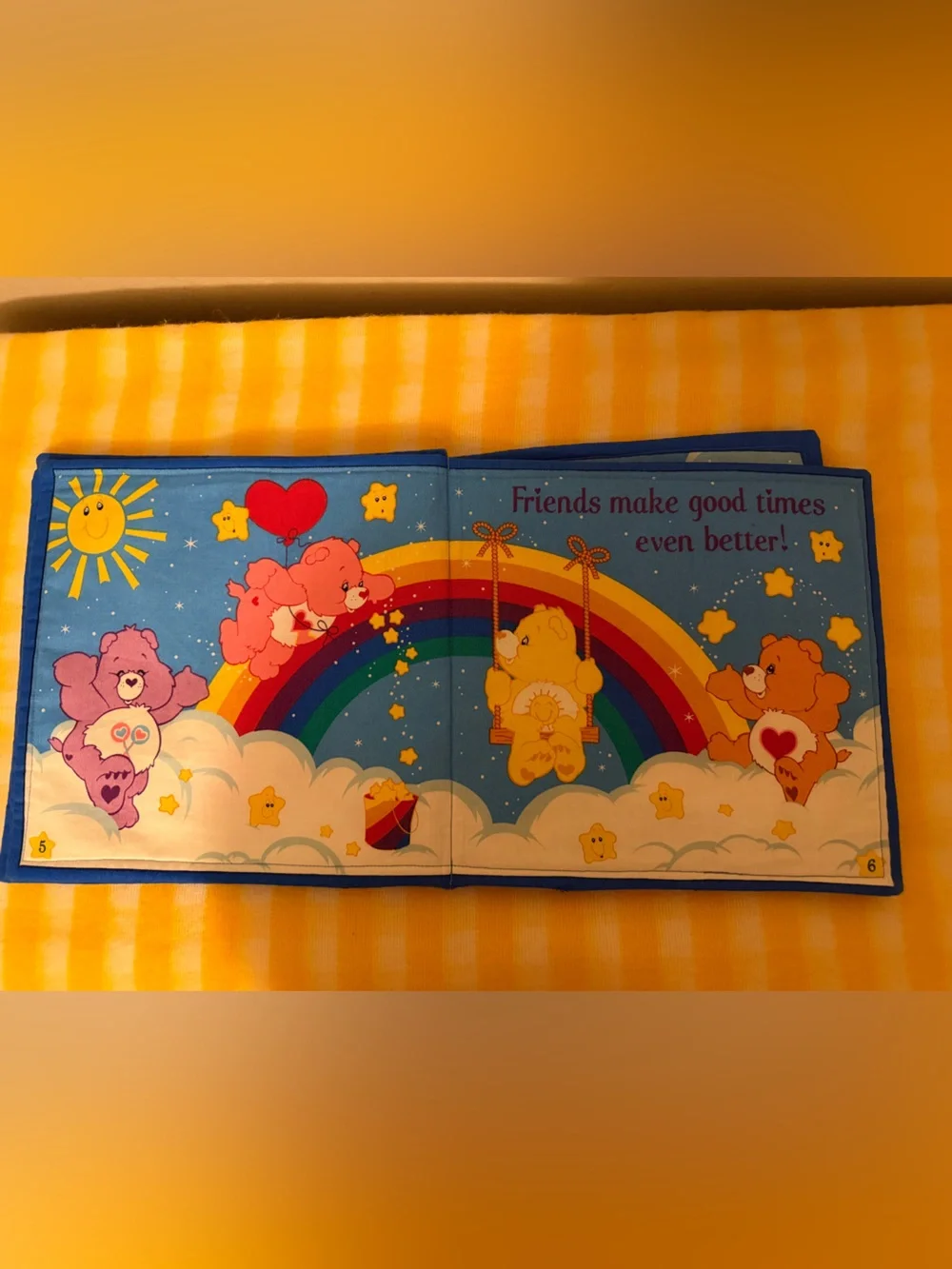 VTG 2004 Care Bears Soft Cloth Fabric Book Y2K Baby Nursery Nostalgic Cranston